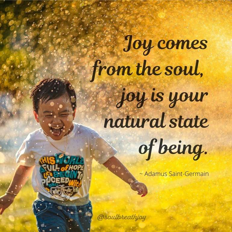 Quote: Joy comes from the soul, joy is your natural state of being